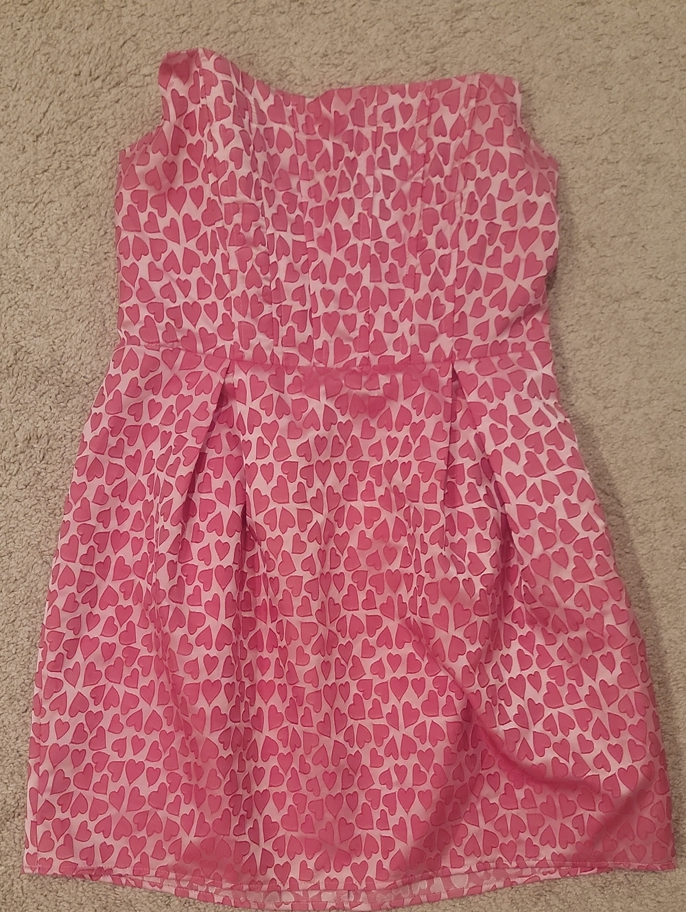 Girls Pink Heart Print Strapless Corset Dress